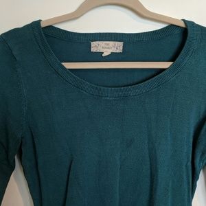 Teal Ruched Side Sweater